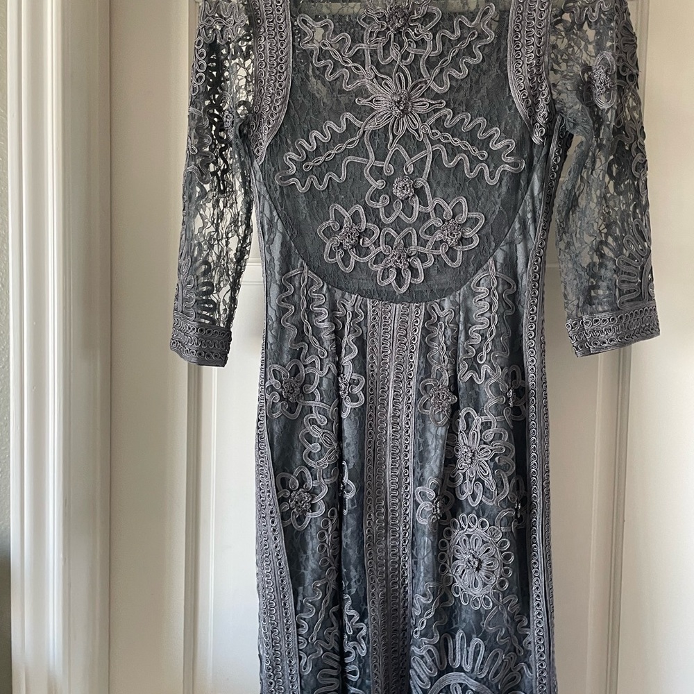 Sue Wong Gray Cocktail Dress - Picture 3 of 9